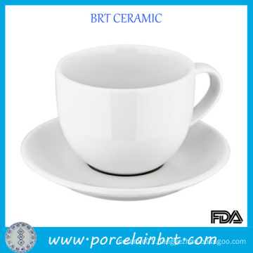 White Simple Custom Porcelain Tea Cup with Saucer